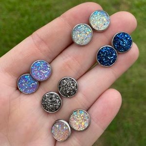 10 mm druzy stud hypoallergenic stainless steel earrings (Etsy link in bio)